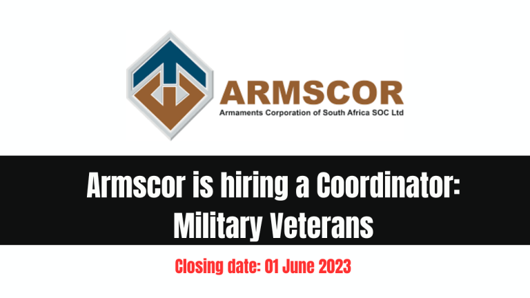 Armscor is hiring a Coordinator: Military Veterans