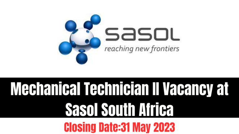 Mechanical Technician II Vacancy at Sasol South Africa