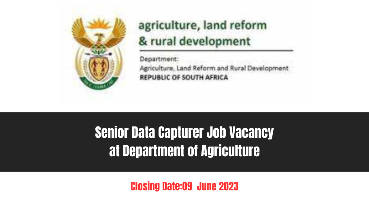 Senior Data Capturer Job Vacancy at Department of Agriculture