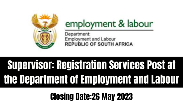 Supervisor: Registration Services Post at the Department of Employment and Labour
