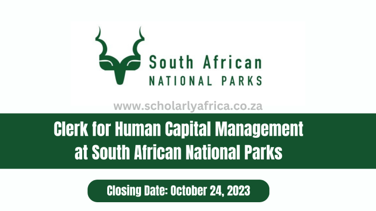 Clerk for Human Capital Management at South African National Parks (SANParks)