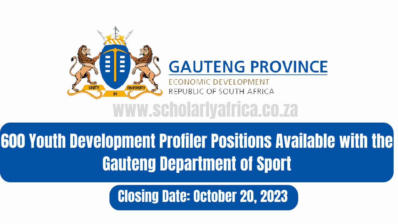 600 Youth Development Profiler Positions Available with the Gauteng Department of Sport