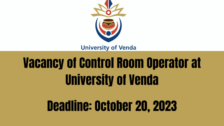 Vacancy of Control Room Operator at University of Venda