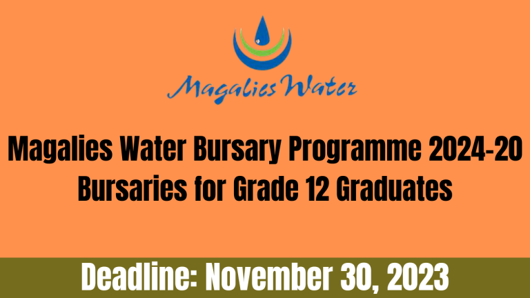 Magalies Water Bursary Programme 2024-20 Bursaries for Grade 12 Graduates